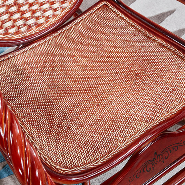 Woven Rope Rocking Chair Rattan Traditional Solid Rocking Accent Chair with Cushions