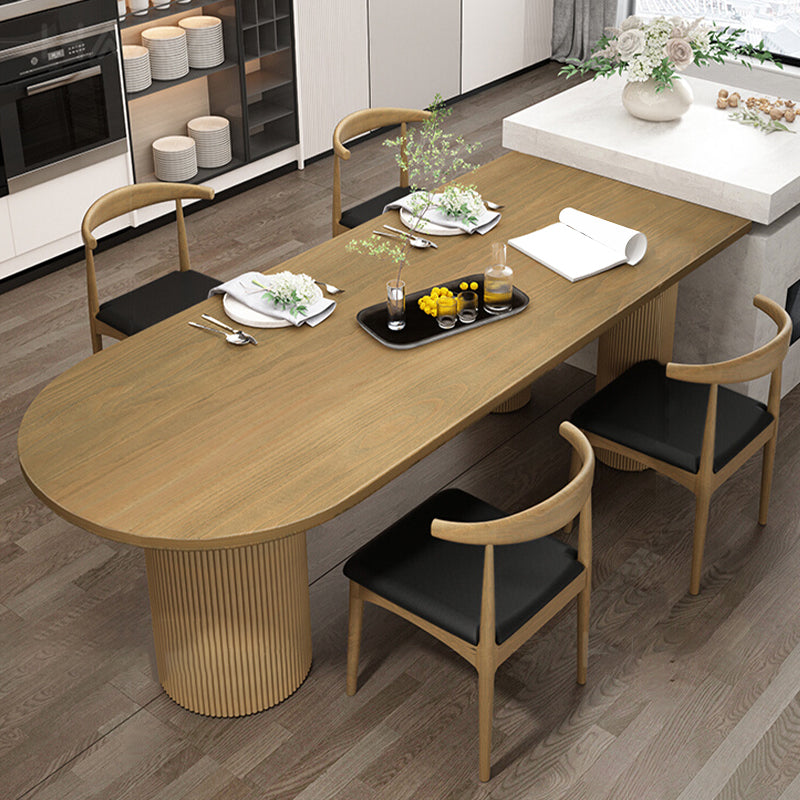 Modern Irregular Shape Dining Table Solid Wood Table with 3 Legs for Restaurant