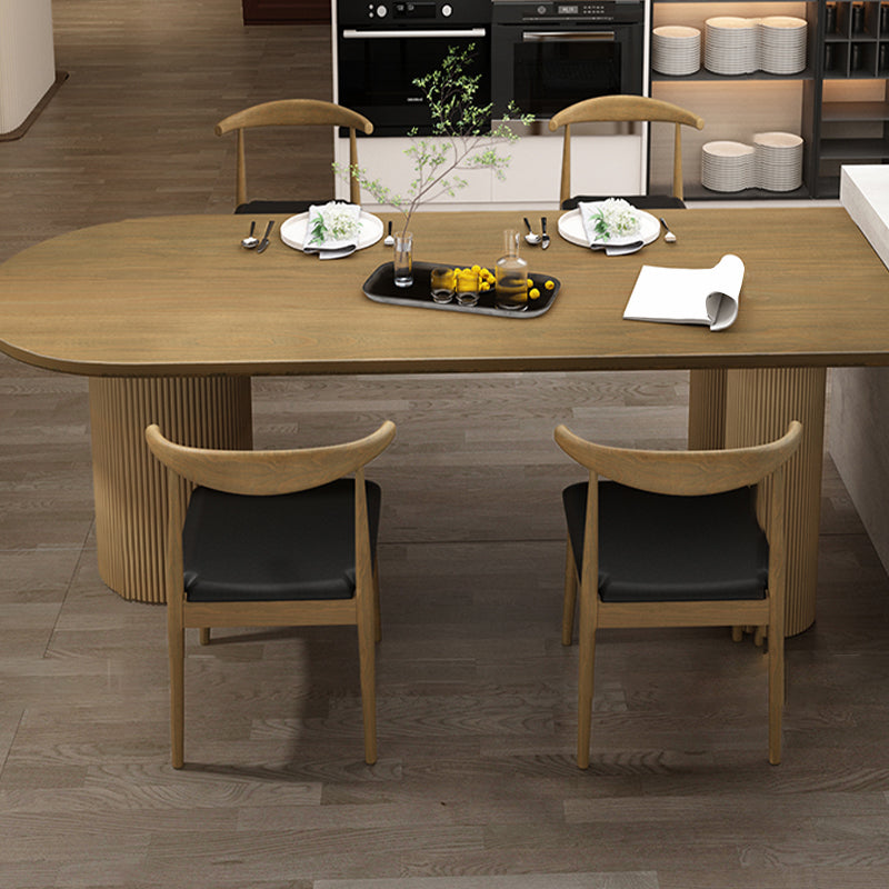 Modern Irregular Shape Dining Table Solid Wood Table with 3 Legs for Restaurant