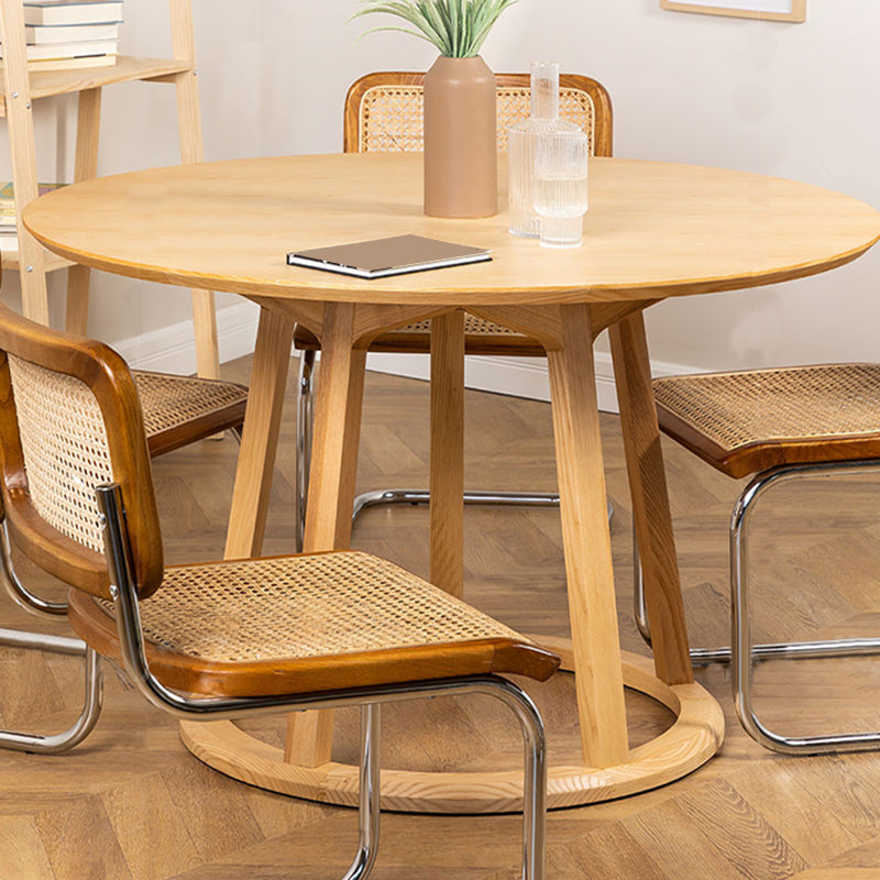 Modern Solid Wood Dining Table Wooden Round Table with Pedestal Base for Restaurant