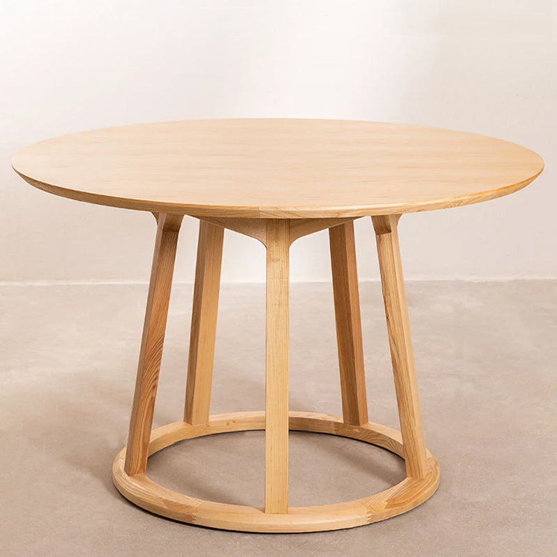 Modern Solid Wood Dining Table Wooden Round Table with Pedestal Base for Restaurant