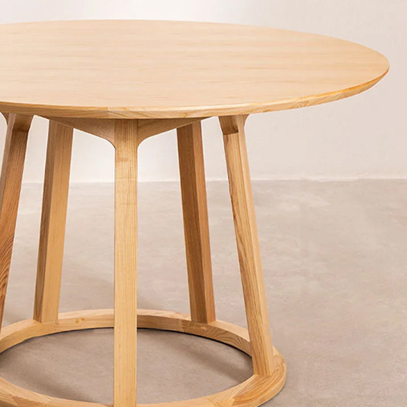 Modern Solid Wood Dining Table Wooden Round Table with Pedestal Base for Restaurant