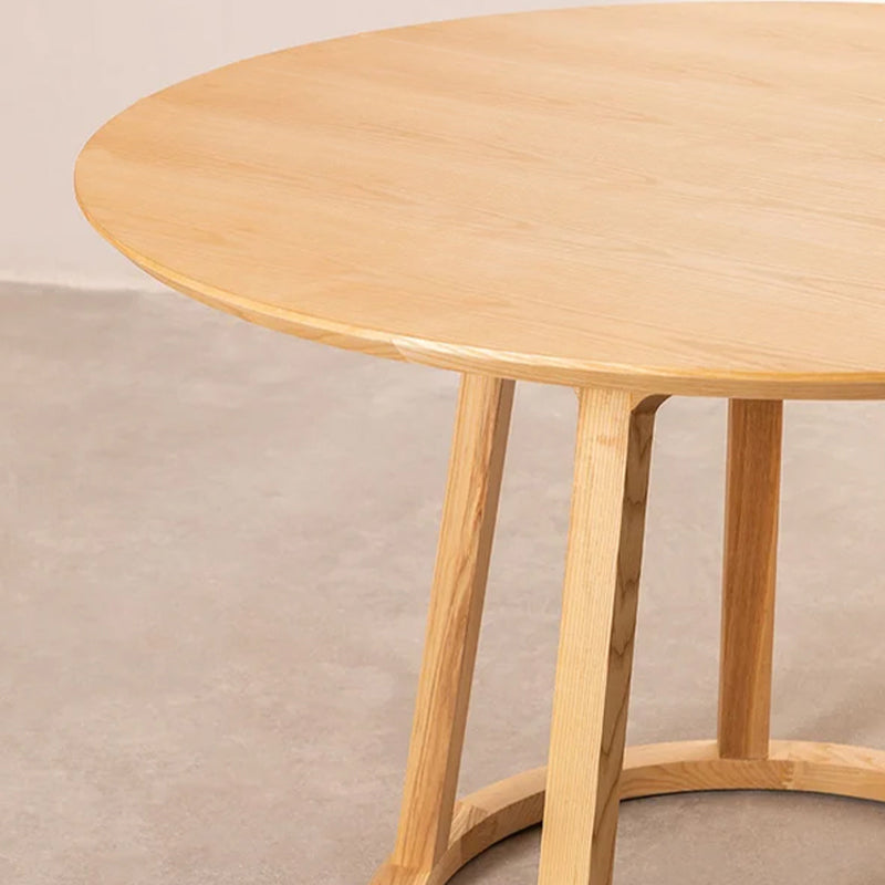 Modern Solid Wood Dining Table Wooden Round Table with Pedestal Base for Restaurant
