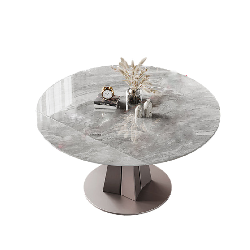 Modern Style Dining Round Table Sintered Stone Table with Metal Legs for Home