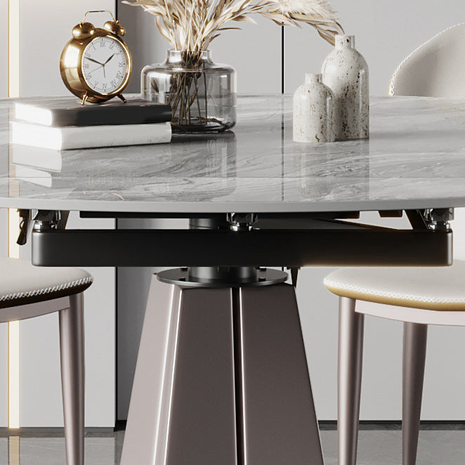 Modern Style Dining Round Table Sintered Stone Table with Metal Legs for Home