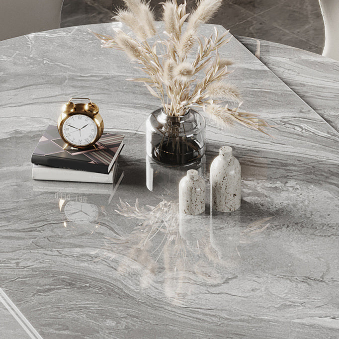 Modern Style Dining Round Table Sintered Stone Table with Metal Legs for Home