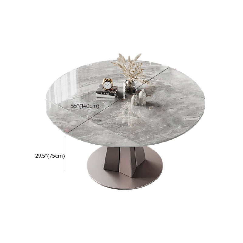 Modern Style Dining Round Table Sintered Stone Table with Metal Legs for Home