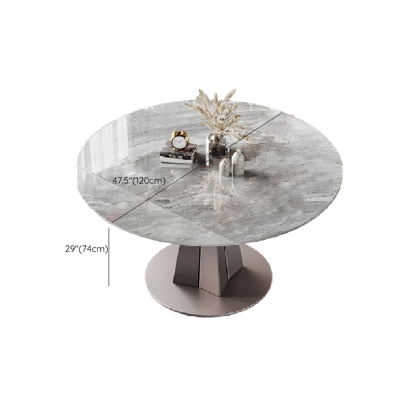Modern Style Dining Round Table Sintered Stone Table with Metal Legs for Home