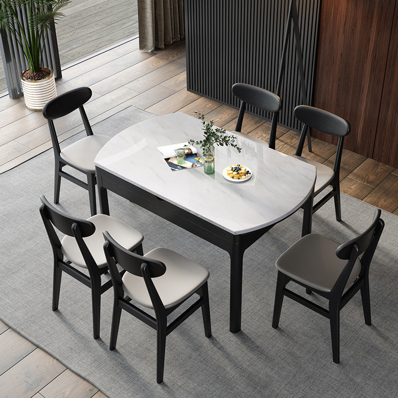 Modern Dining Round Table Stone Table with Wooden Legs for Home