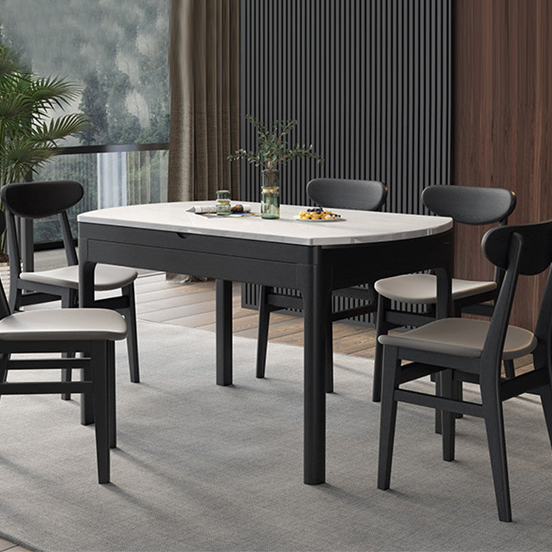 Modern Dining Round Table Stone Table with Wooden Legs for Home