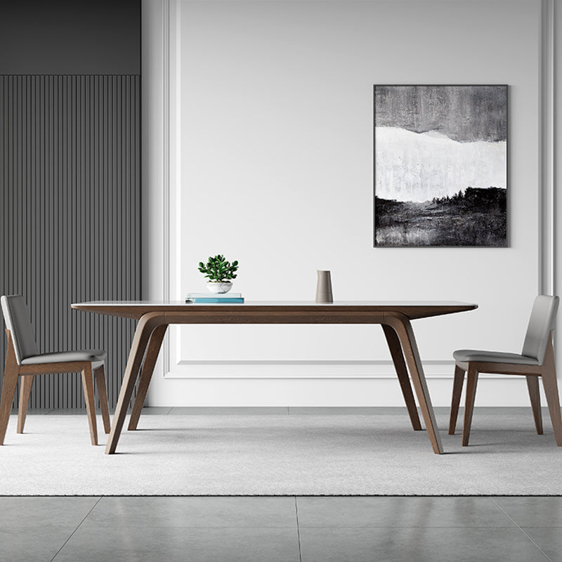 Medieval Modern Sintered Stone Table Rectangle Table with Wooden 4 Legs