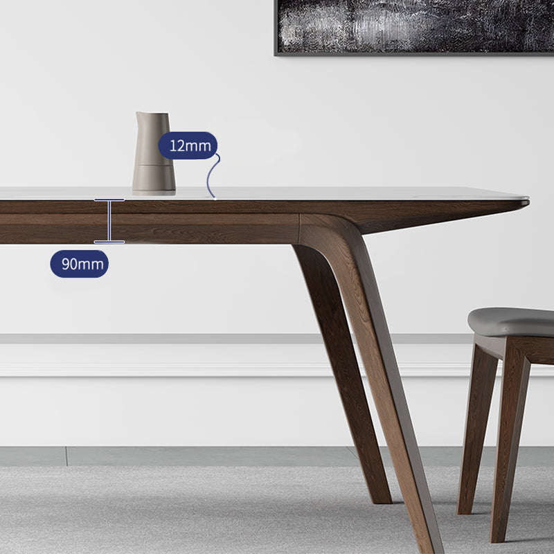 Medieval Modern Sintered Stone Table Rectangle Table with Wooden 4 Legs