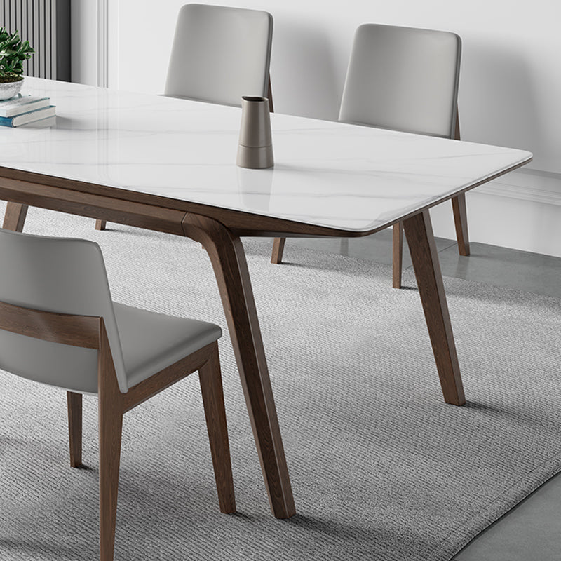 Medieval Modern Sintered Stone Table Rectangle Table with Wooden 4 Legs