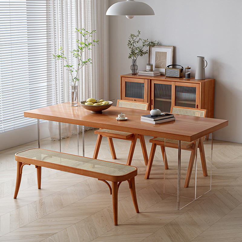 Medieval Modern Solid Wood Table Rectangular Table with Double Pedestal