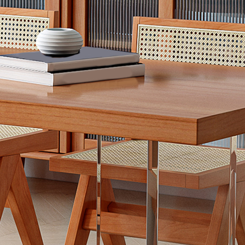 Medieval Modern Solid Wood Table Rectangular Table with Double Pedestal