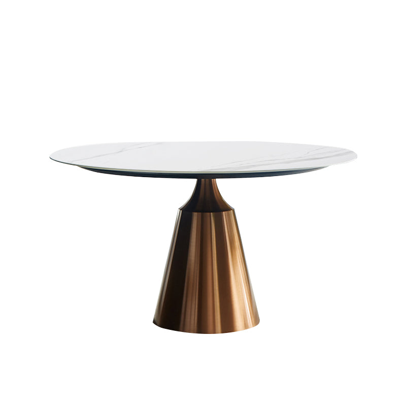 Glam Dining Round Table Sintered Stone Table with Metal Legs for Home