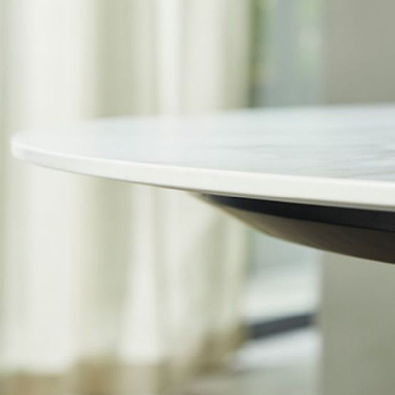 Glam Dining Round Table Sintered Stone Table with Metal Legs for Home