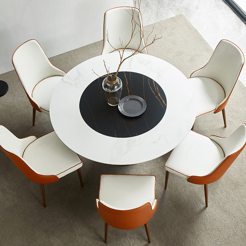 Glam Dining Round Table Sintered Stone Table with Metal Legs for Home