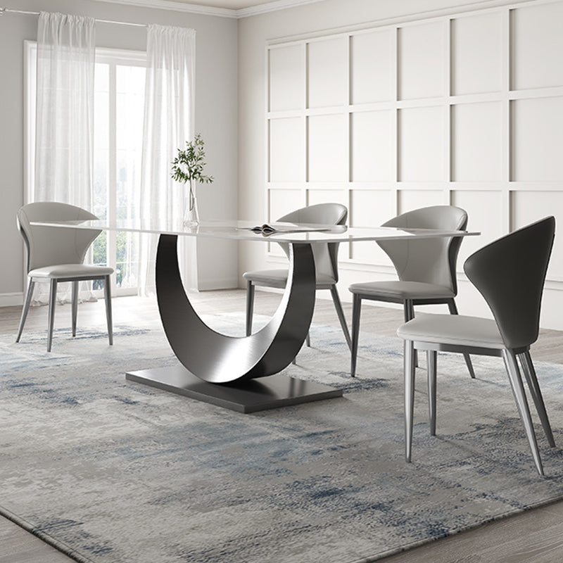 Industrial Dining Rectangle Table Sintered Stone Table with Metal Legs for Home Use