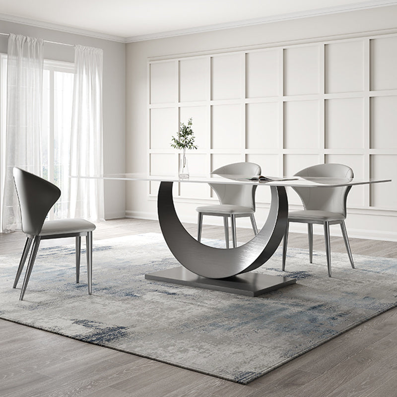 Industrial Dining Rectangle Table Sintered Stone Table with Metal Legs for Home Use