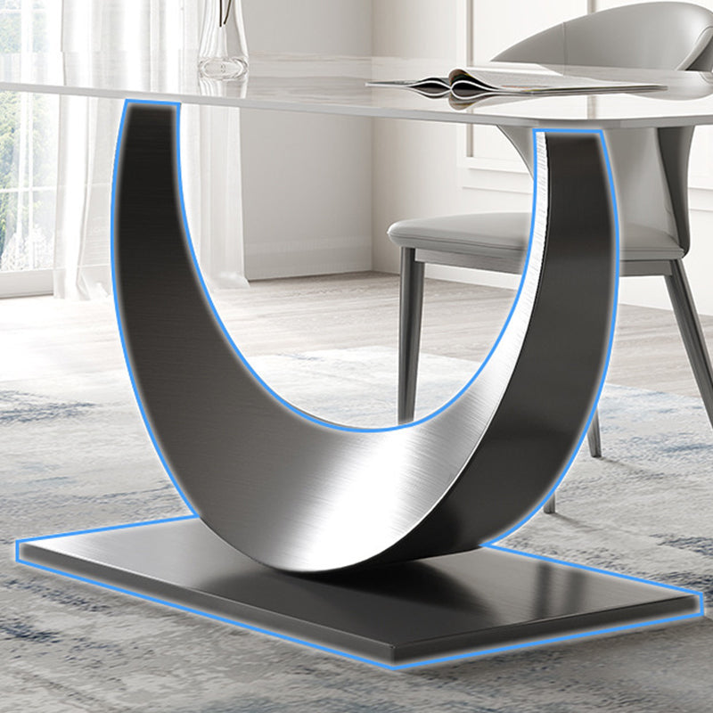 Industrial Dining Rectangle Table Sintered Stone Table with Metal Legs for Home Use