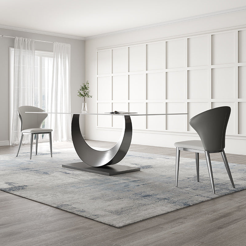 Industrial Dining Rectangle Table Sintered Stone Table with Metal Legs for Home Use