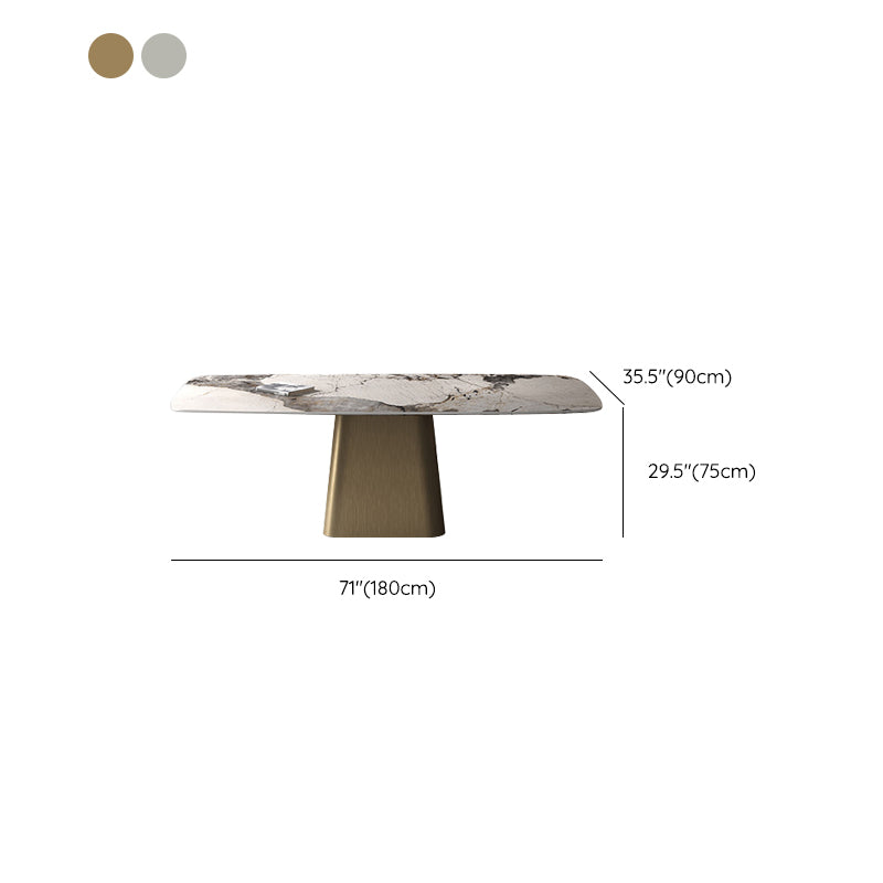 Modern Dining Rectangle Table Sintered Stone Table with Metal Leg for Home