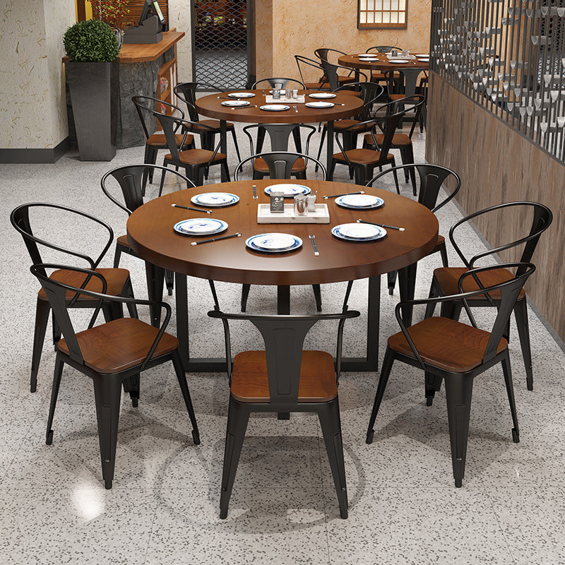 Modern Dining Round Table Wooden Table with Metal Legs for Home