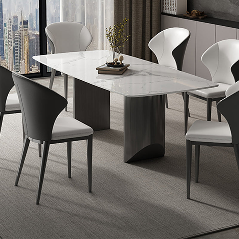 Industrial Sintered Stone Top Table Rectangle Table with Double Pedestal