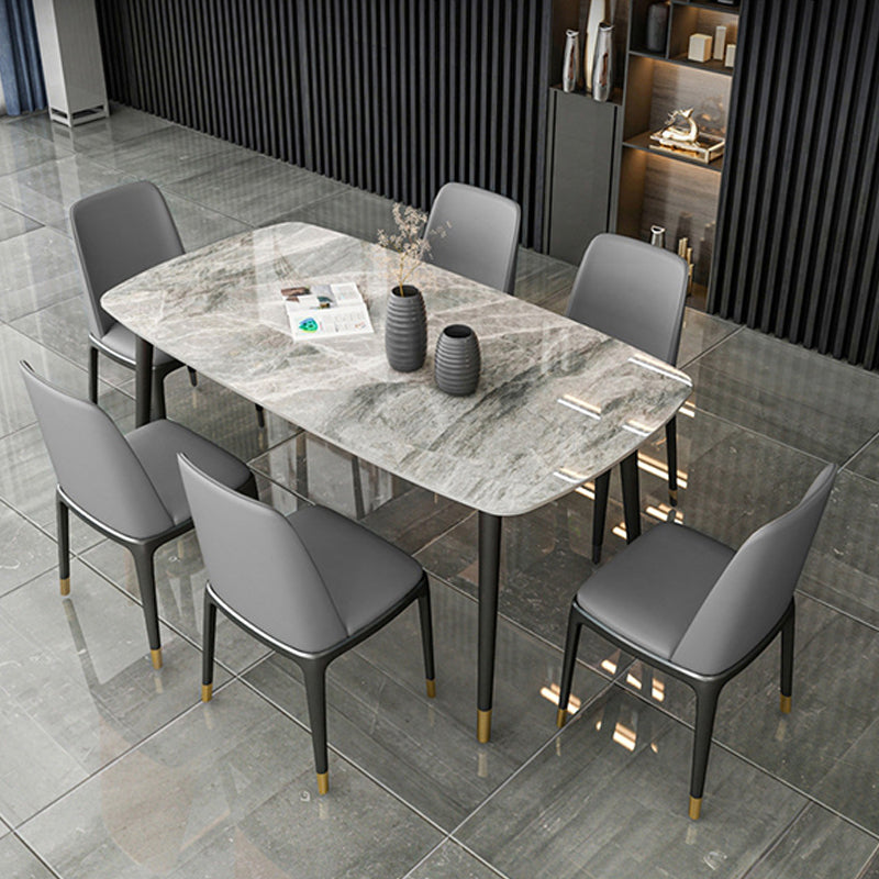 Industrial Dining Rectangle Table Sintered Stone Table with Metal Legs for Home