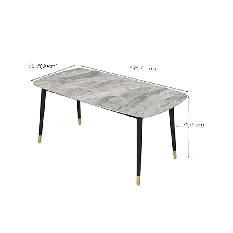 Industrial Dining Rectangle Table Sintered Stone Table with Metal Legs for Home