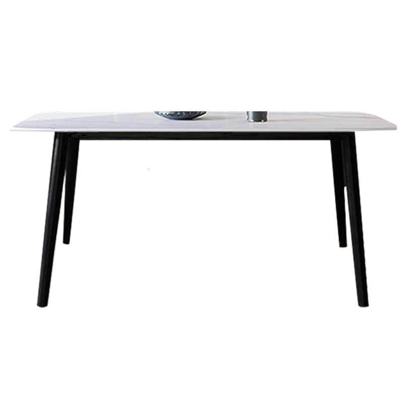 Industrial Sintered Stone Dining Table Rectangle Table with Wooden 4 Legs