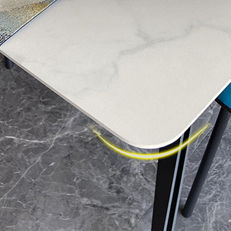 Industrial Sintered Stone Dining Table Rectangle Table with Wooden 4 Legs