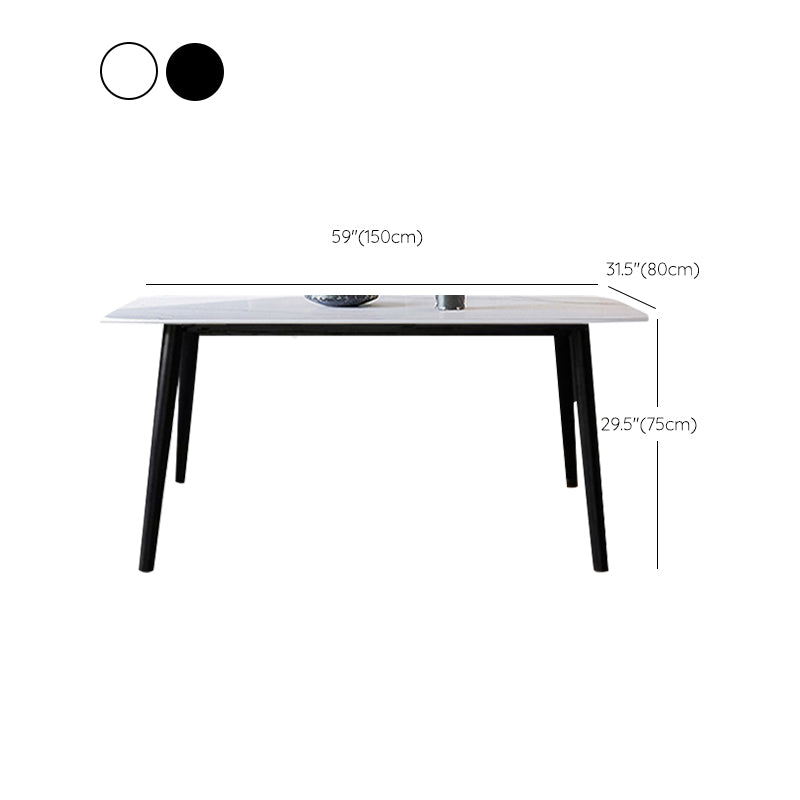 Industrial Sintered Stone Dining Table Rectangle Table with Wooden 4 Legs