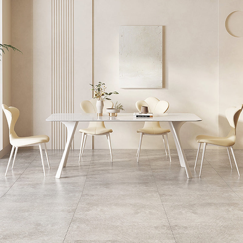 Medieval Modern Sintered Stone Table Rectangle Table with Metal Base and 4 Legs