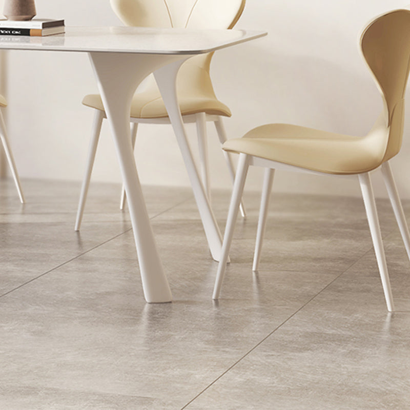 Medieval Modern Sintered Stone Table Rectangle Table with Metal Base and 4 Legs