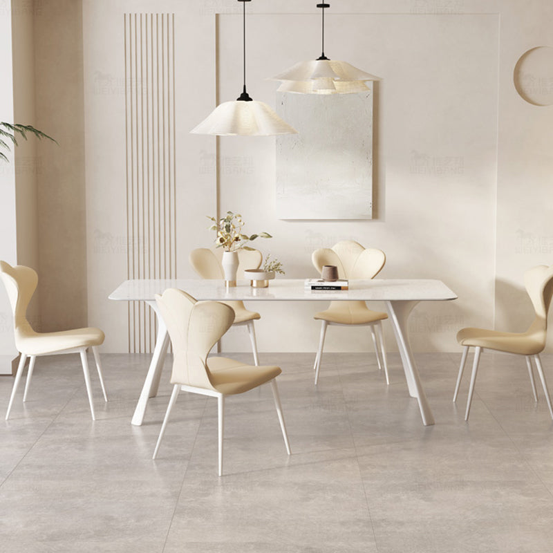 Medieval Modern Sintered Stone Table Rectangle Table with Metal Base and 4 Legs