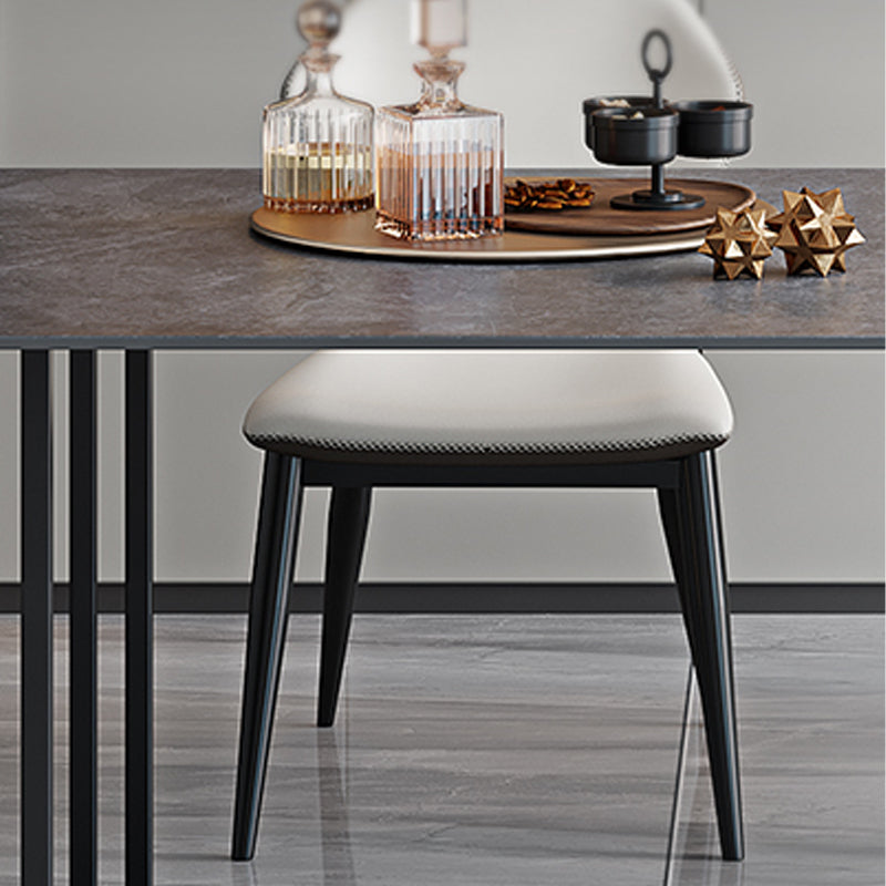 Industrial Sintered Stone Dining Table Rectangular Table with Double Pedestal