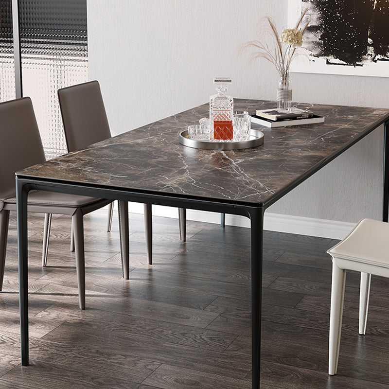 Industrial Sintered Stone Top Table Rectangular Table with Metal Base