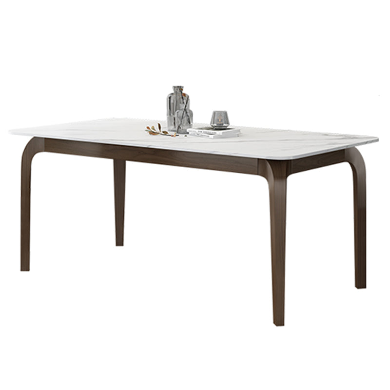 Medieval Modern Sintered Stone Table Rectangular Table with Wooden Base