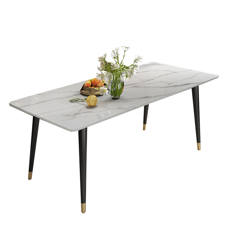 Modern Dining Rectangle Table Sintered Stone Table with Metal Legs for Kitchen
