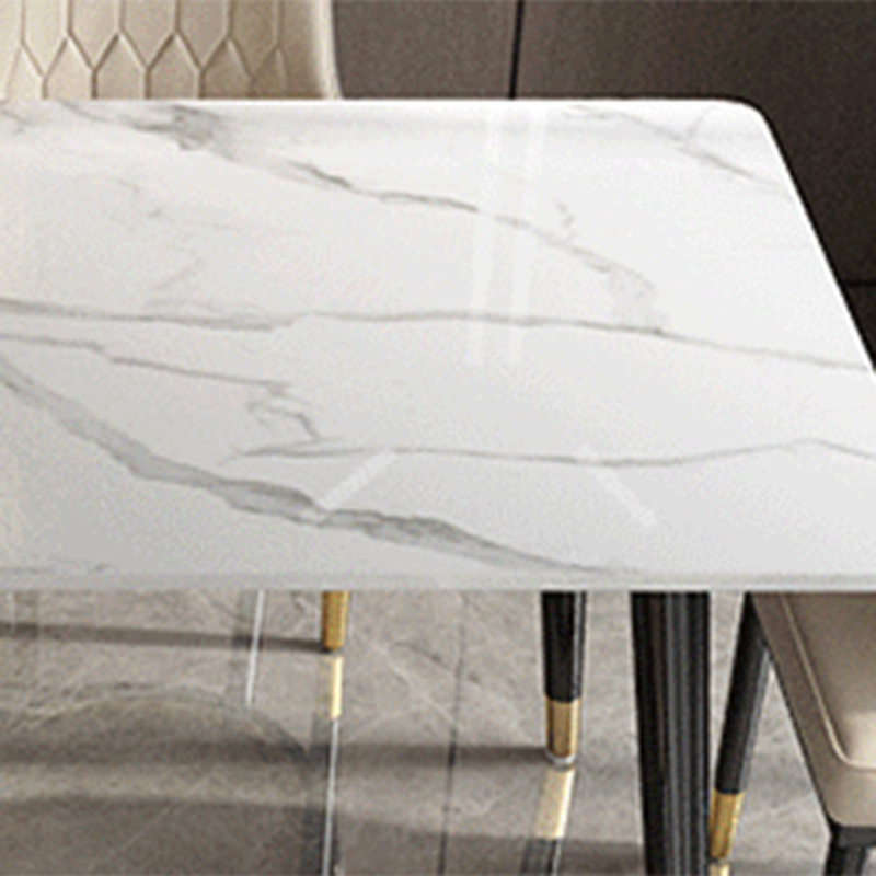 Modern Dining Rectangle Table Sintered Stone Table with Metal Legs for Kitchen
