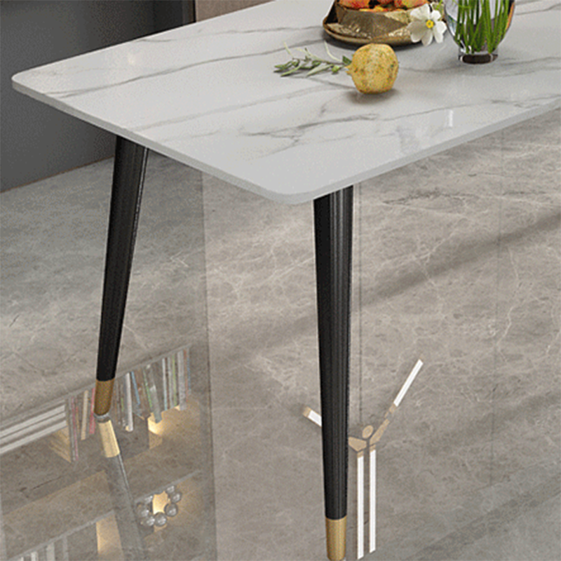 Modern Dining Rectangle Table Sintered Stone Table with Metal Legs for Kitchen