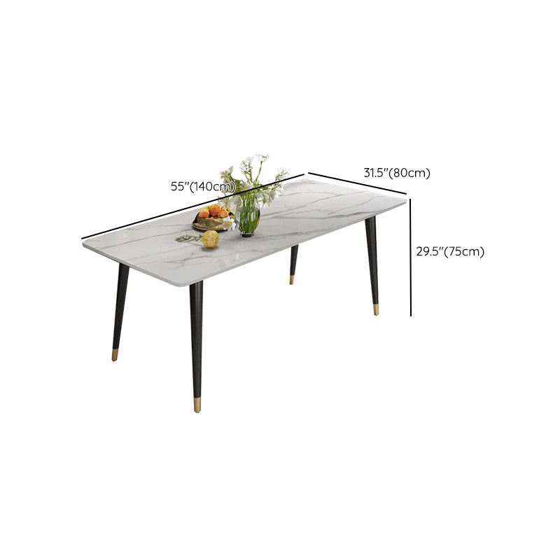 Modern Dining Rectangle Table Sintered Stone Table with Metal Legs for Kitchen