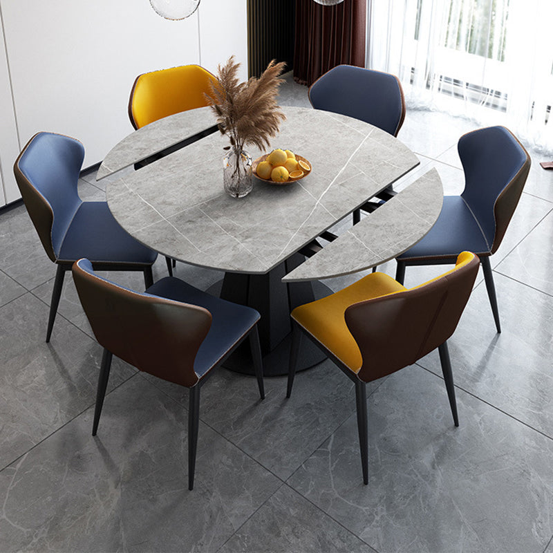 Modern Sintered Stone Table Dining Round Table with Metal Legs for Home Use