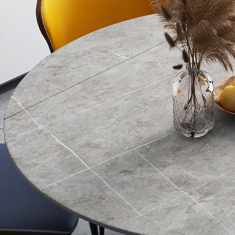 Modern Sintered Stone Table Dining Round Table with Metal Legs for Home Use