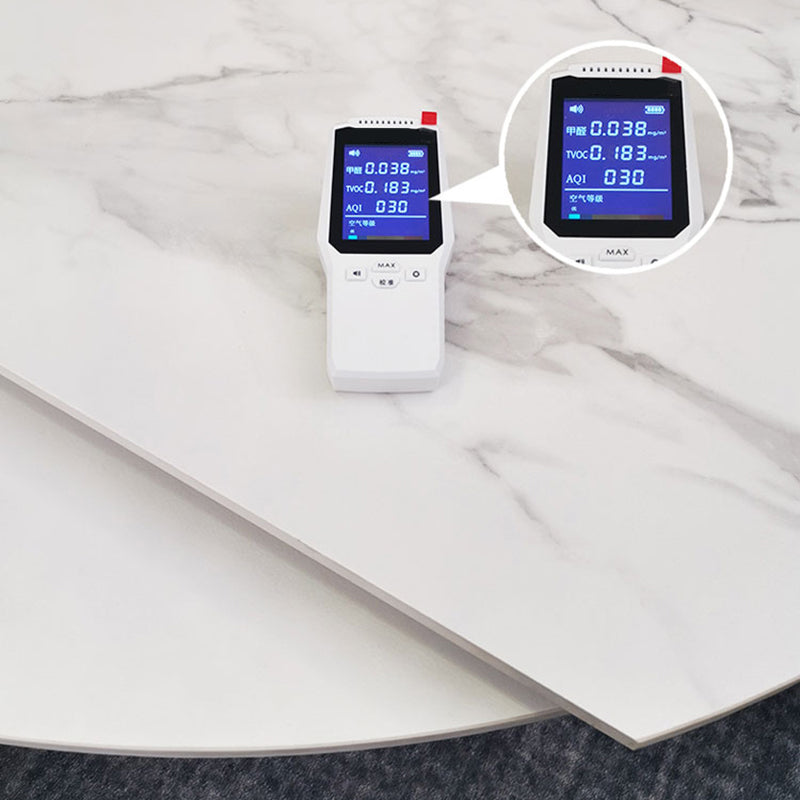 Contemporary Sintered Stone Dining Table Extendable Dining Table with Pedestal Base