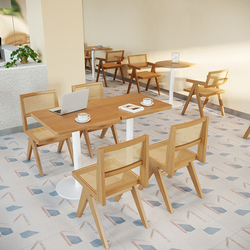 Contemporary Solid Wood Dining Table Pedestal Dining Table for Home Use