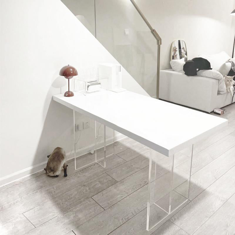 Rectangle Double Pedestal Dining Table Modern Wood Table for Kitchen Dining Room