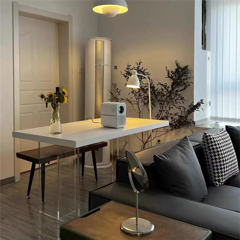 Rectangle Double Pedestal Dining Table Modern Wood Table for Kitchen Dining Room